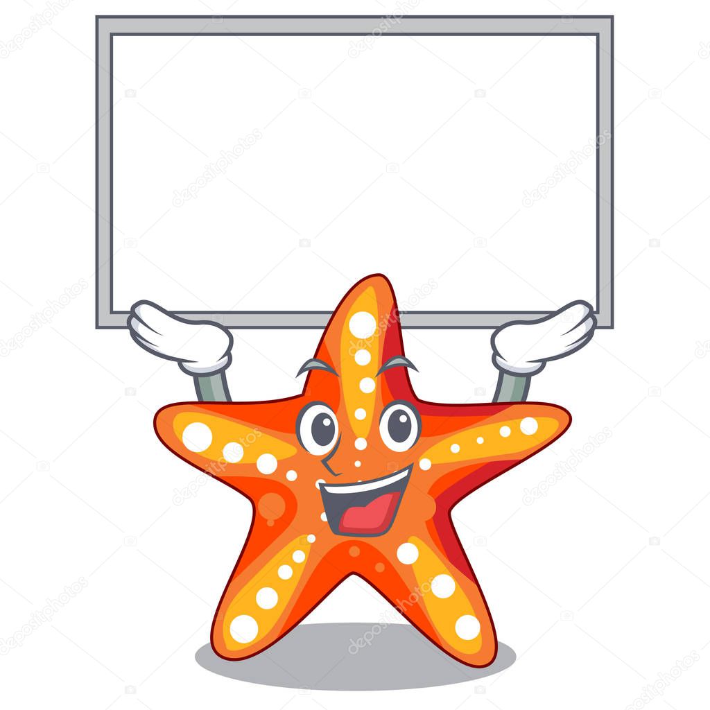 Up board starfish beside the in character beach vector illustration