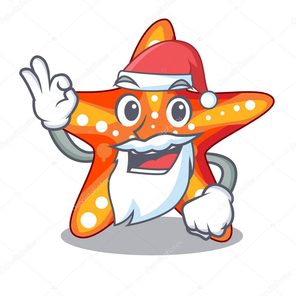 Santa underwater sea in the starfish mascot vector illustration