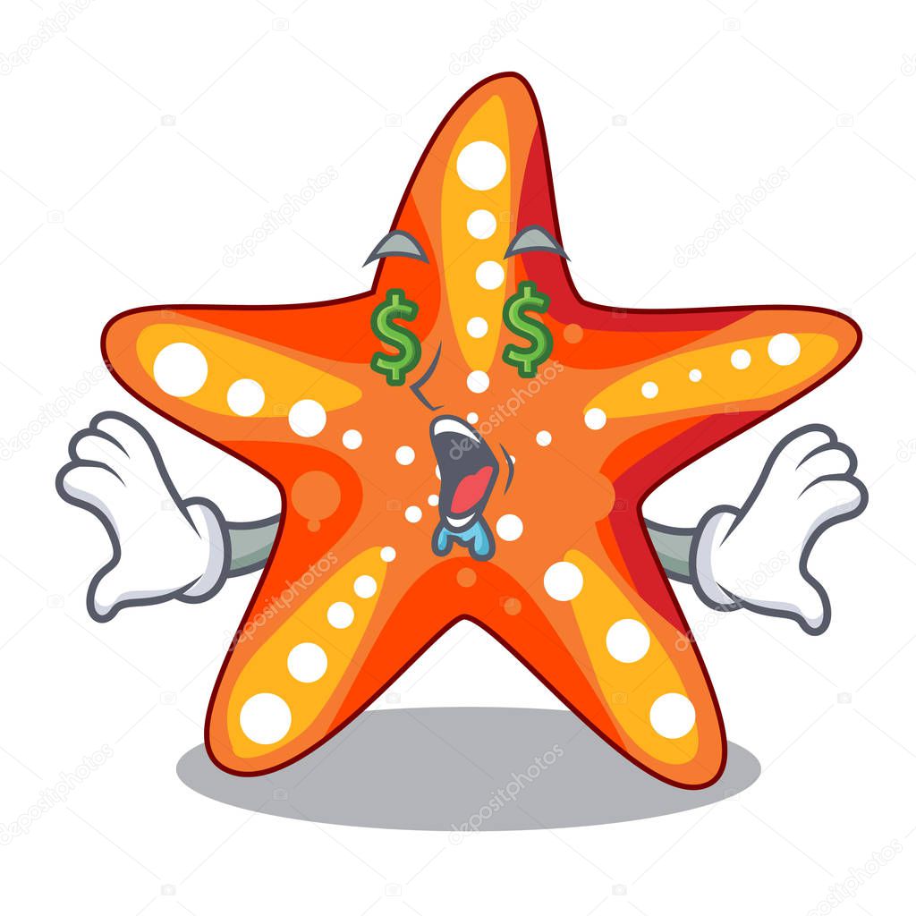 Money eye underwater sea in the starfish mascot vector illustration