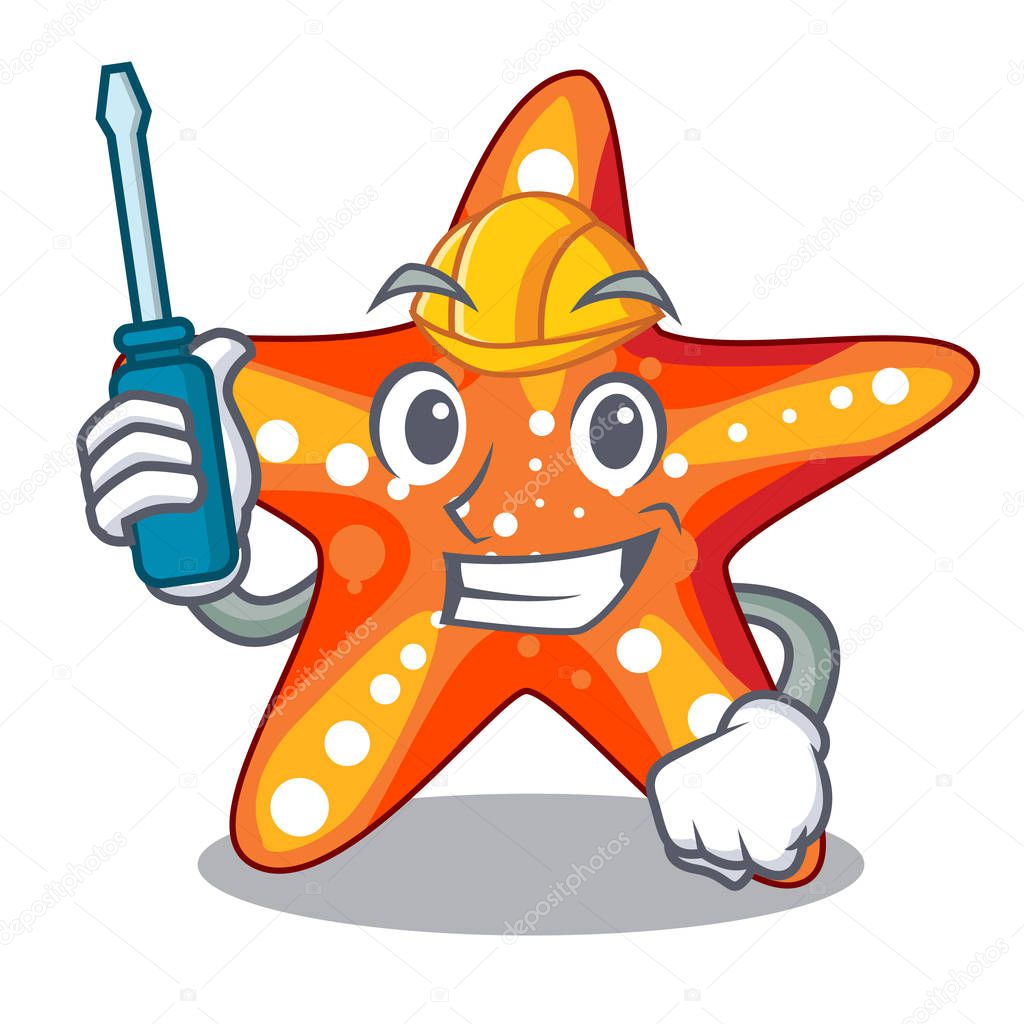 Automotive underwater sea in the starfish mascot vector illustration