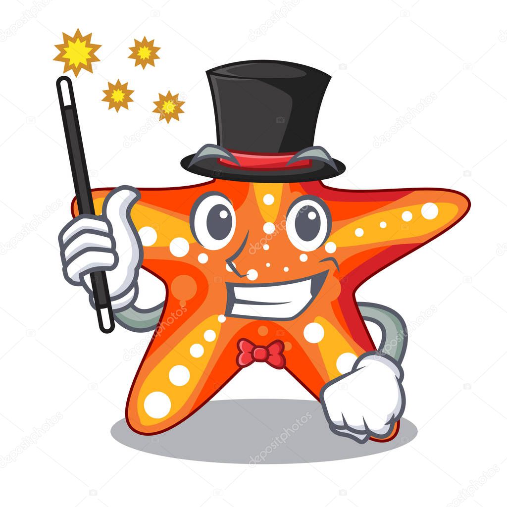 Magician underwater sea in the starfish mascot vector illustration