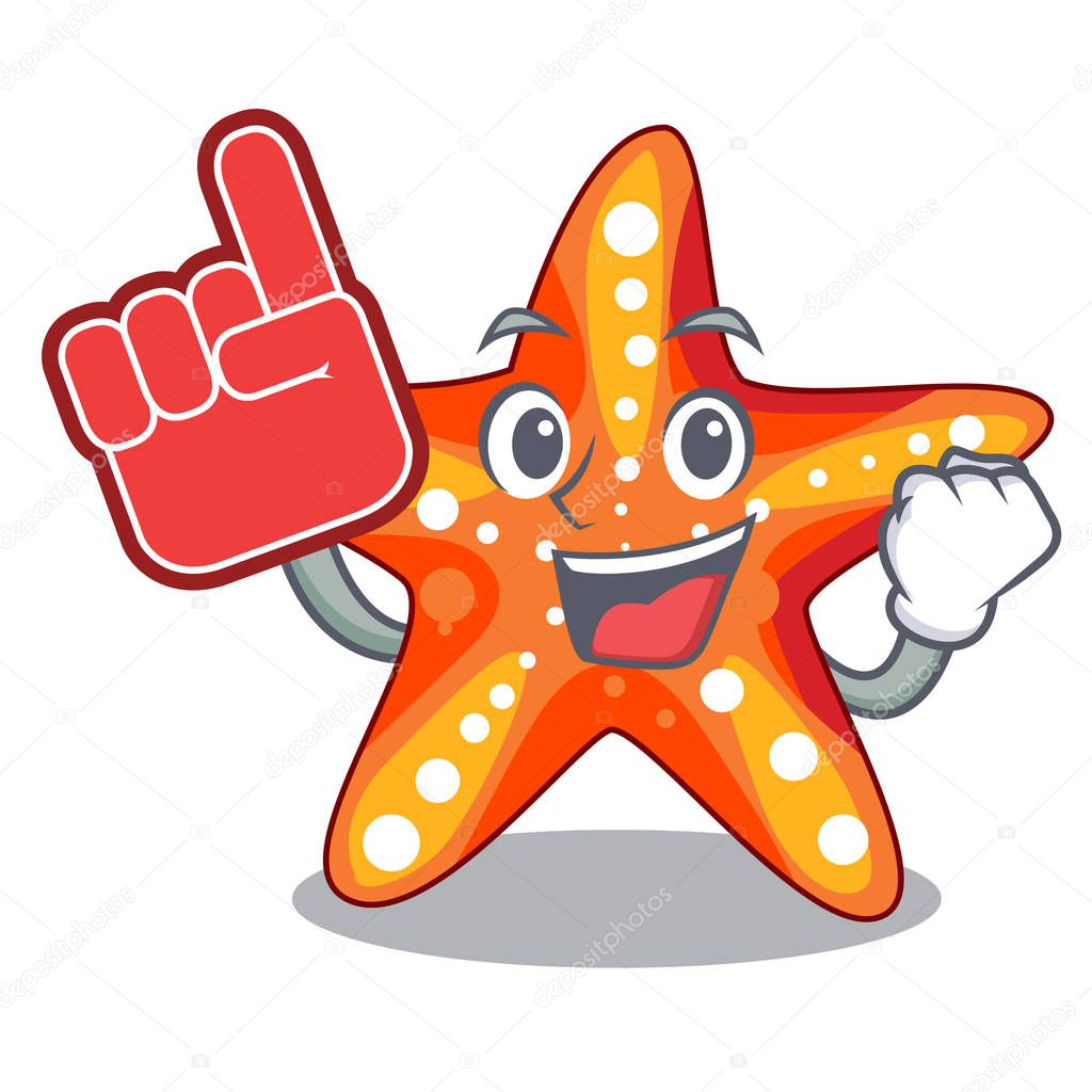 Foam finger underwater sea in the starfish mascot vector illustration