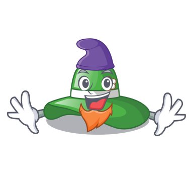 Elf plaj şapka yukarıda ahşap karikatür tablo vektör çizim