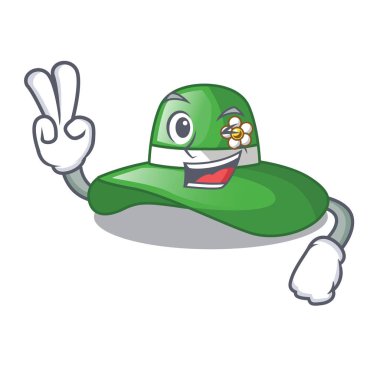 İki parmak plaj şapka karakter şekli vektör çizim