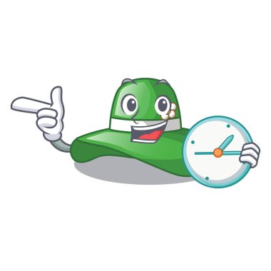 Karakter şekli vektör çizim ile saat plaj şapka