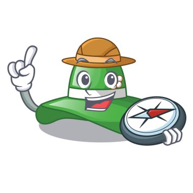 Çizgi film vektör çizim ile izole explorer plaj şapka