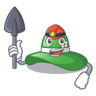 Madenci plaj şapka izole karikatür vektör çizim ile