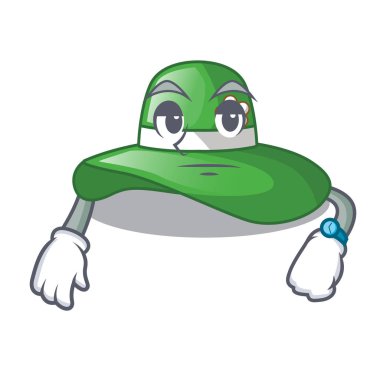 Maskot dolap vektör çizim bekliyor plaj şapka