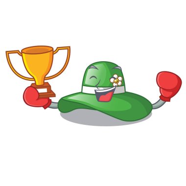 Kazanan plaj şapka maskot dolap vektör çizim boks