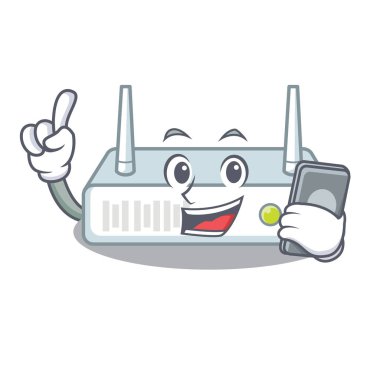 Telefon router ile bir karakter şekli vektör çizim