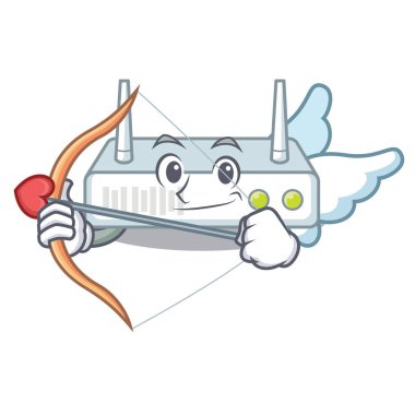 Aşk tanrısı yönlendirici bir karakter şekli vektör çizim