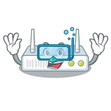 Karikatür duvar vektör çizim içinde dalış yönlendirici yüklü