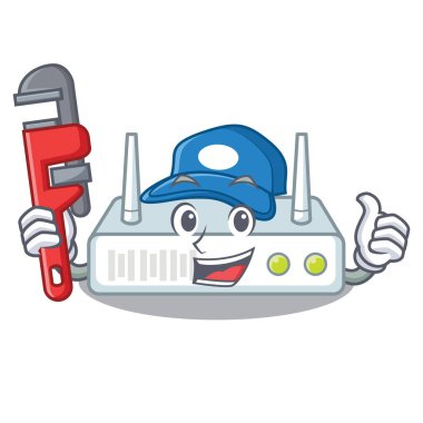 Ahşap çizgi film tablo vektör çizim üzerinde yerleştirilen tesisatçı yönlendirici