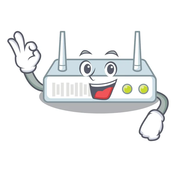 Okay Router Wird Cartoon Wandvektorillustration Installiert — Stockvektor