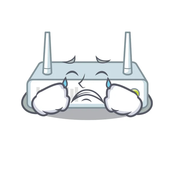 Crying Router Aislado Con Ilustración Vector Mascota — Vector de stock