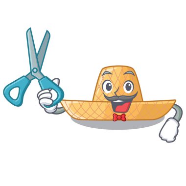 Hasır şapka karakteri vektör çizim ile izole berber