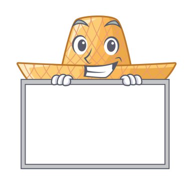 Karakter vektör çizim ile izole kurulu hasır şapkalı sırıtarak