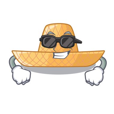 Şekil maskot vektör çizim süper cool hasır şapka