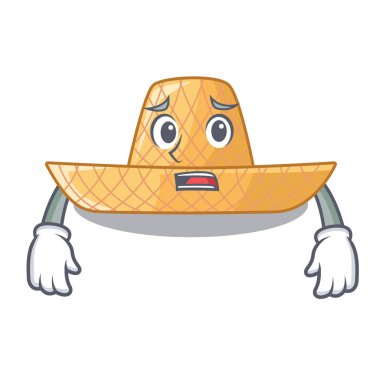 Ahşap çizgi film vektör esnaf korkuyor hasır şapka