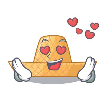 Ahşap çizgi film vektör esnaf içinde aşk hasır şapka