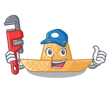 Çizgi film ahşap şekli vektör çizim tesisatçı hasır şapka