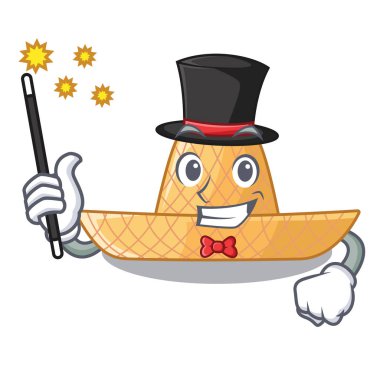 Çizgi film ahşap şekli vektör çizim sihirbaz hasır şapka