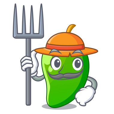 Çiftçi yeşil mango karikatürler vektör çizim sepeti