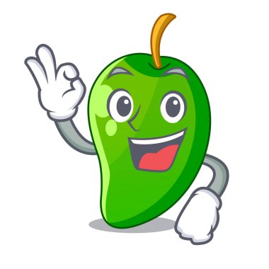 Yeşil mango dilimleri karakter vektör çizim içinde Tamam