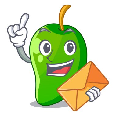 Zarf yeşil mango dilimleri ile karakter vektör çizim