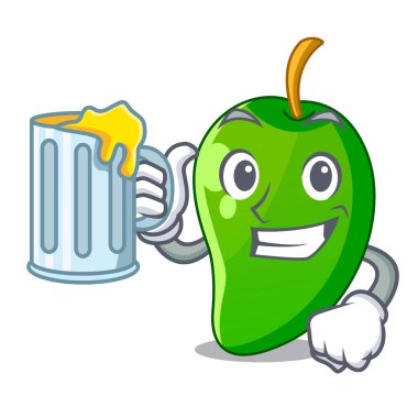 Çizgi film şekil vektör çizim içinde suyu yeşil mango ile