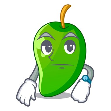 Yeşil mango ile maskot vektör illüstrasyon izole bekliyor