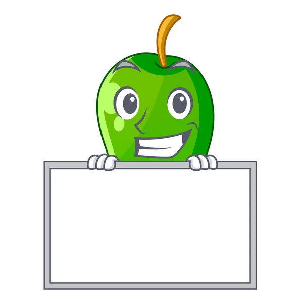 Sonriendo Con Tablero Verde Mango Cesta Dibujos Animados Vector Ilustración — Vector de stock
