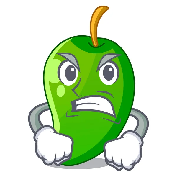 Angry Green Mango Cartoon Shape Vector Illustration — Stock Vector