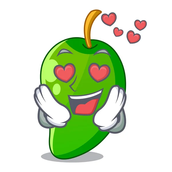 Miłości Zielone Mango Ilustracja Kreskówka Kształt Wektor — Wektor stockowy
