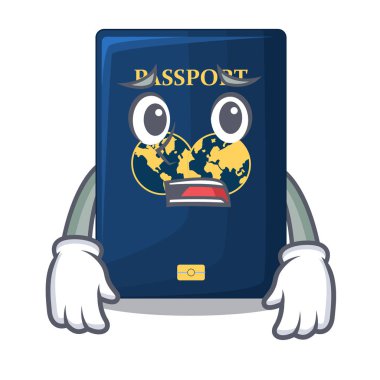 Maskot çanta vektör çizim korkuyor mavi pasaport