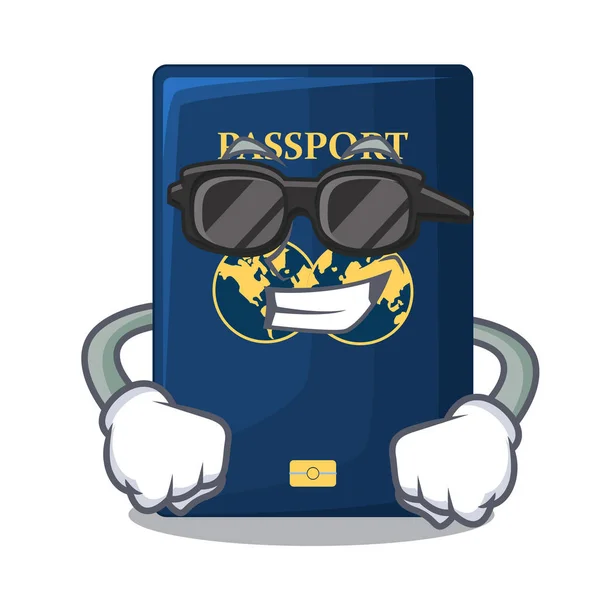 Super Fresco Pasaporte Azul Por Encima Carácter Mesa Madera Vector — Vector de stock