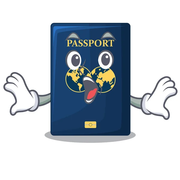 Surprised Blue Passport Mascot Bag Vector Illustration — Stock Vector