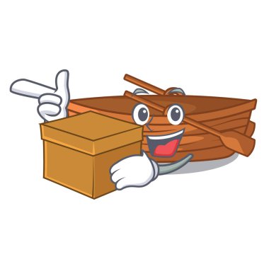 Çizgi film illüstrasyon vektör ile izole kutusu ahşap tekneler