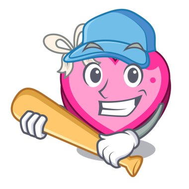 Beyzbol kutusu kalp maskot vektör çizim şeklinde oynarken