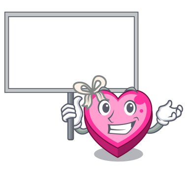 Tahta kutu kalp maskot vektör çizim şeklinde getirmek