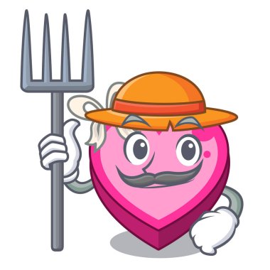 Çiftçi kutusu kalp şeklinde maskot vektör çizim