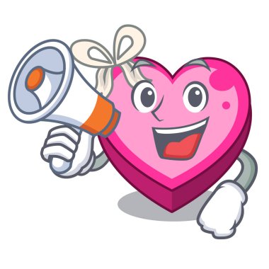 Megafon kutusu kalbinde maskot vektör çizim şekli ile