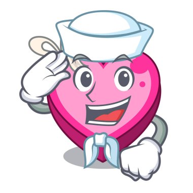 Denizci kutusu kalp şeklinde maskot vektör çizim