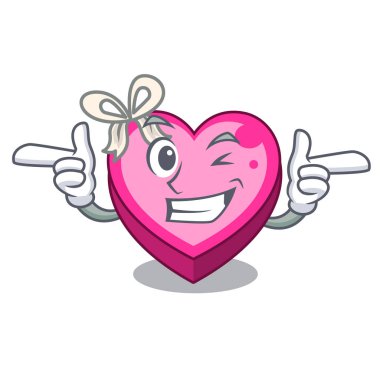 Karakter vektör illüstrasyon izole kalp kutu wink