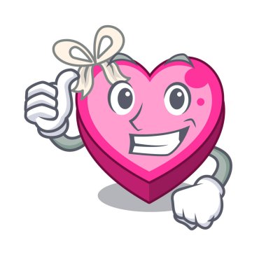 Başparmak yukarıya karakter vektör illüstrasyon izole kalp kutu