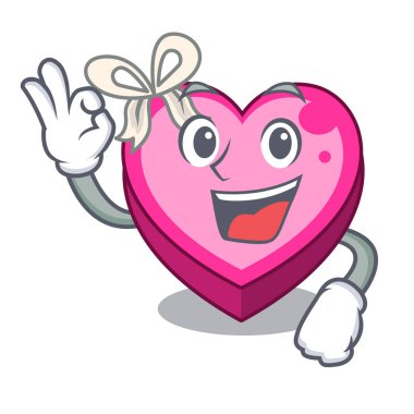 Karakter vektör illüstrasyon izole kalp kutu Tamam