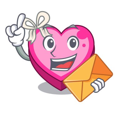 Karakter vektör illüstrasyon izole zarf kalp kutu ile