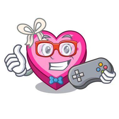 Ahşap çizgi film tablo vektör çizim üzerinde oyun kalp kutu