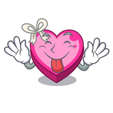 Kalp kutu içinde karikatür uyku vektör çizim dışarı dil