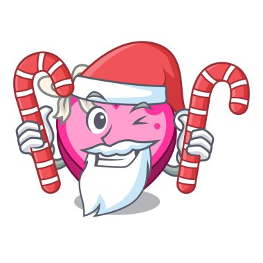 Santa ile şeker kalp kutu karikatür uyku vektör çizim